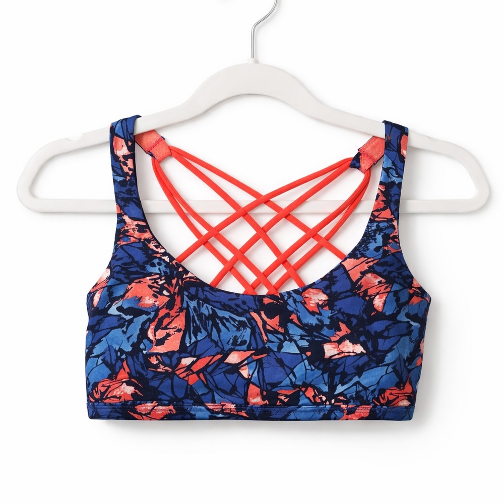lululemon athletica Blue and Coral Strappy Sports Bra size 8